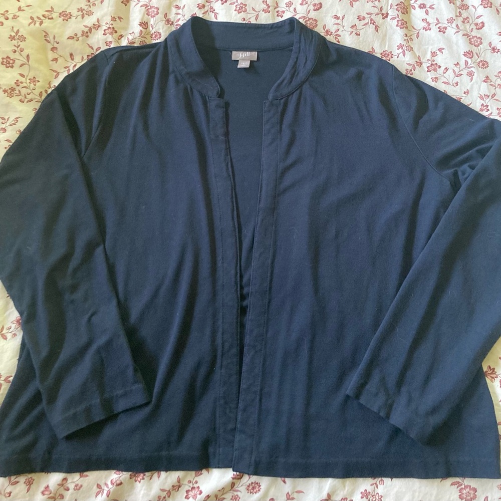 J. Jill Blue Blazer Relaxed Open Front Design